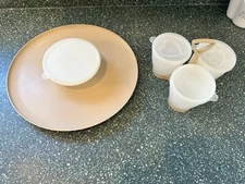Vintage Tupperware Serving Set Chips And dip Plate And Sauce Caddy