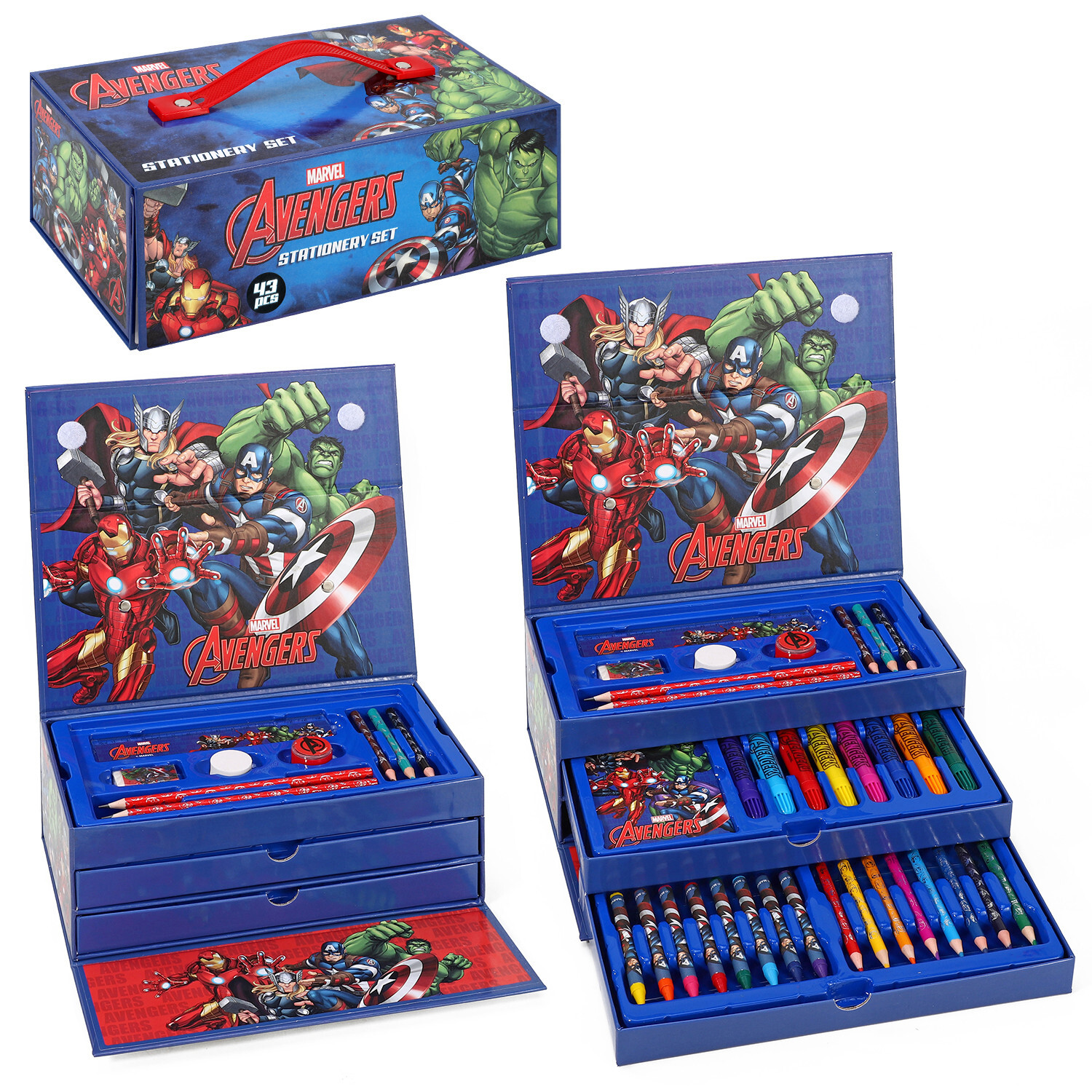 Avengers 34pcs Kids Colouring Art Set with Watercolour Felt Tip Pens Crayons
