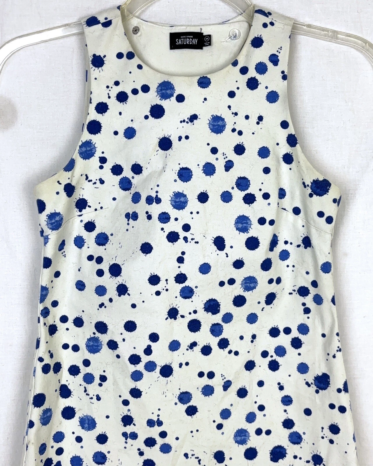 Kate Spade Mini Abito Donna 00 Sabato Cambio Linea A Bianco Blu Vernice Splatter