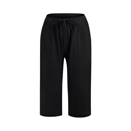 Summer Fashion Women's Crop Length Pants Cotton Flax Elastic Leisure Trousers - Picture 8 of 79