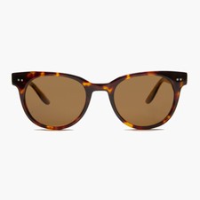 Retro Round Sunglass w/ Brown Polarized lens Brown Tortoise Frame - Darcy