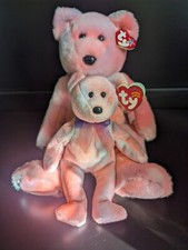 Ty Beanie BUDDY And Beanie BABY- Clubby 5th Anniversary Edition Pink Bear 2002