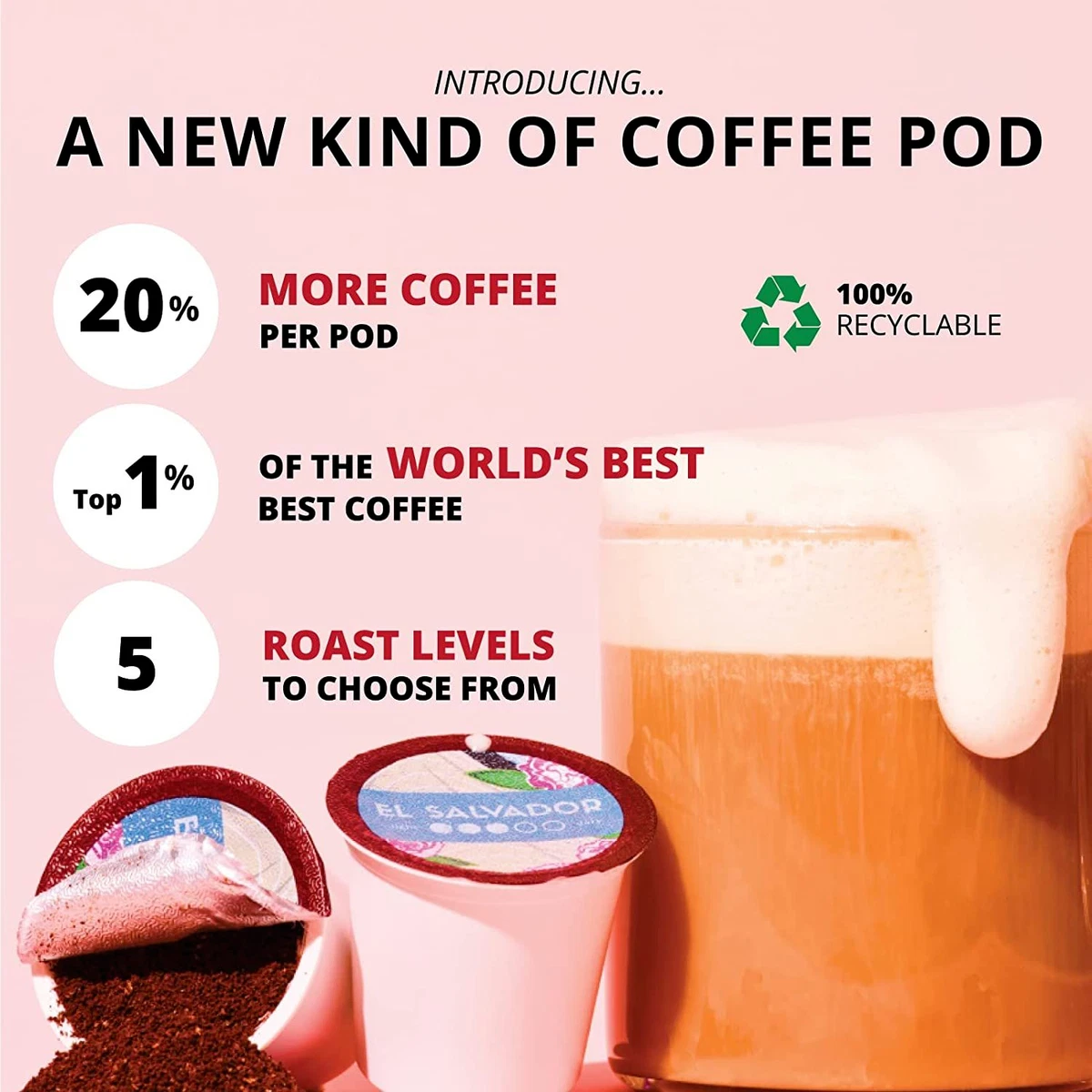 Atlas Coffee Club Light Medium Roast K Cup Pods Nicaragua 100
