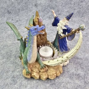 Dragon & Wizard Castle Mystical Tealite & Votive Candle Holder Missing Plate