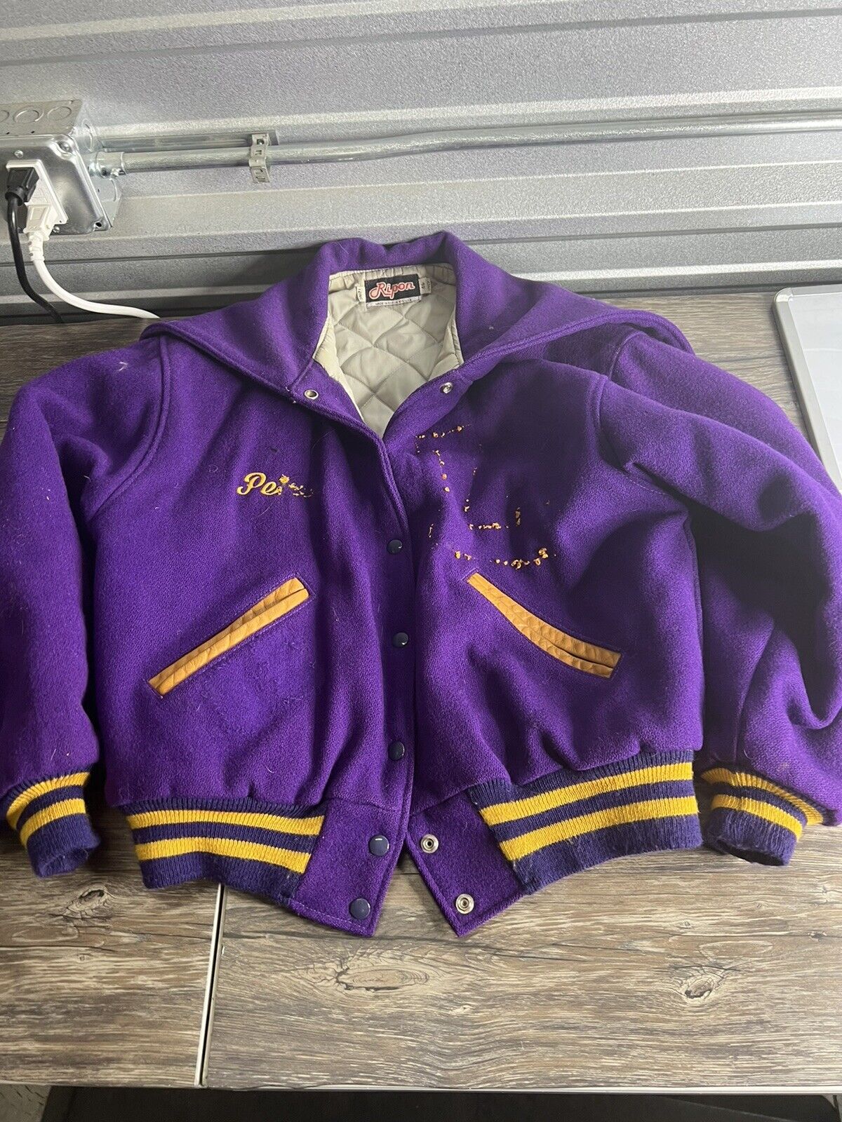 Vintage Varsity Letterman Jacket Wool, Size 46 Long Ripon Jackets Purple