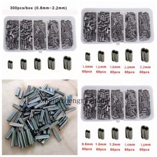 300pcs Double Barrel Fishing Crimping Sleeves Copper Tube Tackle Connector Kit