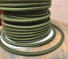 Green Cotton Cloth Covered 3-Wire Round Cord, Vintage Pendant Lights, Flex Cable