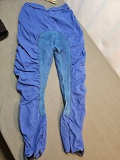 Schoeller ausgefalle retro-Reithose Gr 38 blau "golden dress" m. Ganzlederbesatz