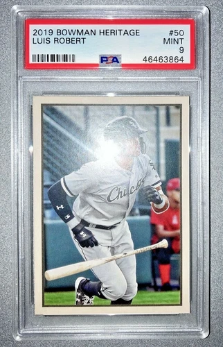 2019 BOWMAN HERITAGE LUIS ROBERT #50 PROSPECT PSA 9 MINT ROOKIE WHITE SOX