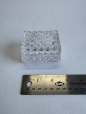 Vintage Clear Cut Glass Trinket Box - Diamond Pattern Design with Lid