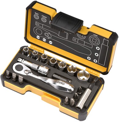 Felo - XS 18 Inch - Tool Set 1/4'' with Mini Ratchet, Bits, Sockets Inch & Accs.