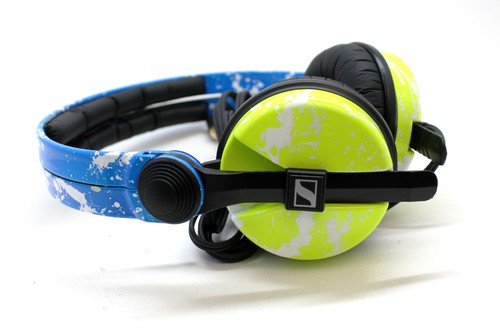 UV Blue and Yellow Splatter Sennheiser HD25 Headphones by Custom Cans | eBay