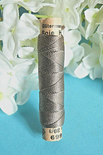 54B / Superb Coil Drawstring Silk Gutermann Halma " Grey Beige " N° 669