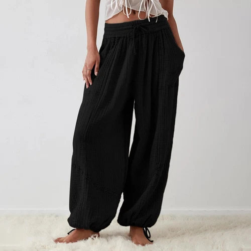 Women's Cargo Pants Baggy Wide Leg Loose High Waist Pockets Sweatpants Trousers - Picture 21 of 48