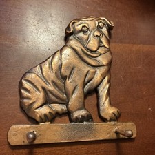 Cast Iron Dog Wall Mount Hook Leash Holder Bulldog Pug Wall Hanging Key Rack