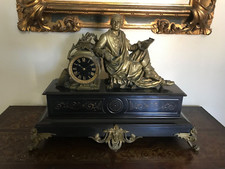OROLOGIO IN MARMO NERO E SCULTURA IN BRONZO  FRANCIA NAPOLEONE III 1870 ca CVSG