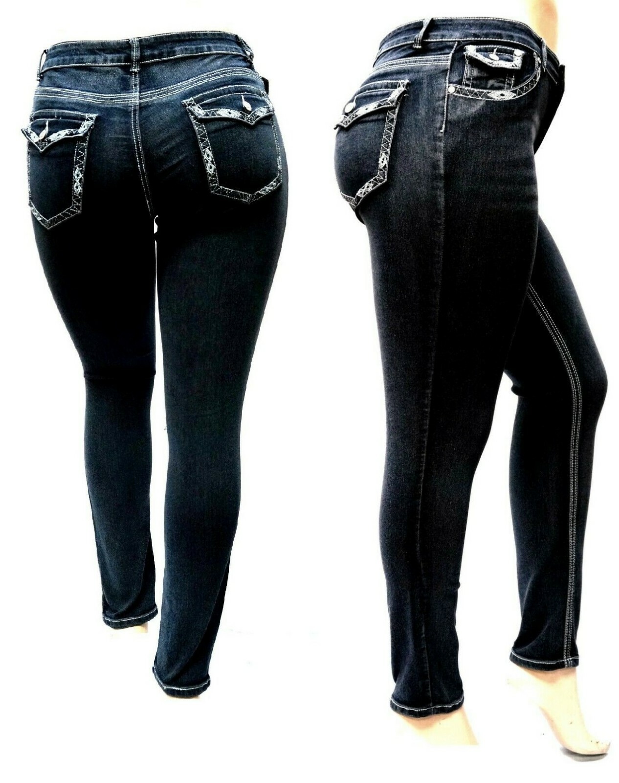 Distressed Black Denim Skinny Ripped Stretchy Pants 14-24