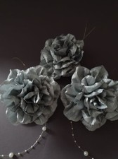 Krepprosen Silber 25 Stück Blumen Silberhochzeit Deko