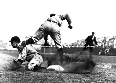  1909 Ty Cobb Slides 3rd Base PHOTO Detroit Tigers New York Highlanders, Yankees