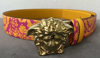 NIB Versace Medusa Head Buckle Reversible Leather Belt. Sz  display picture 1