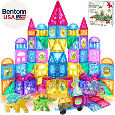110PCS Magnetic Tiles Building Blocks Set for Boys Girls Preschool Educational M