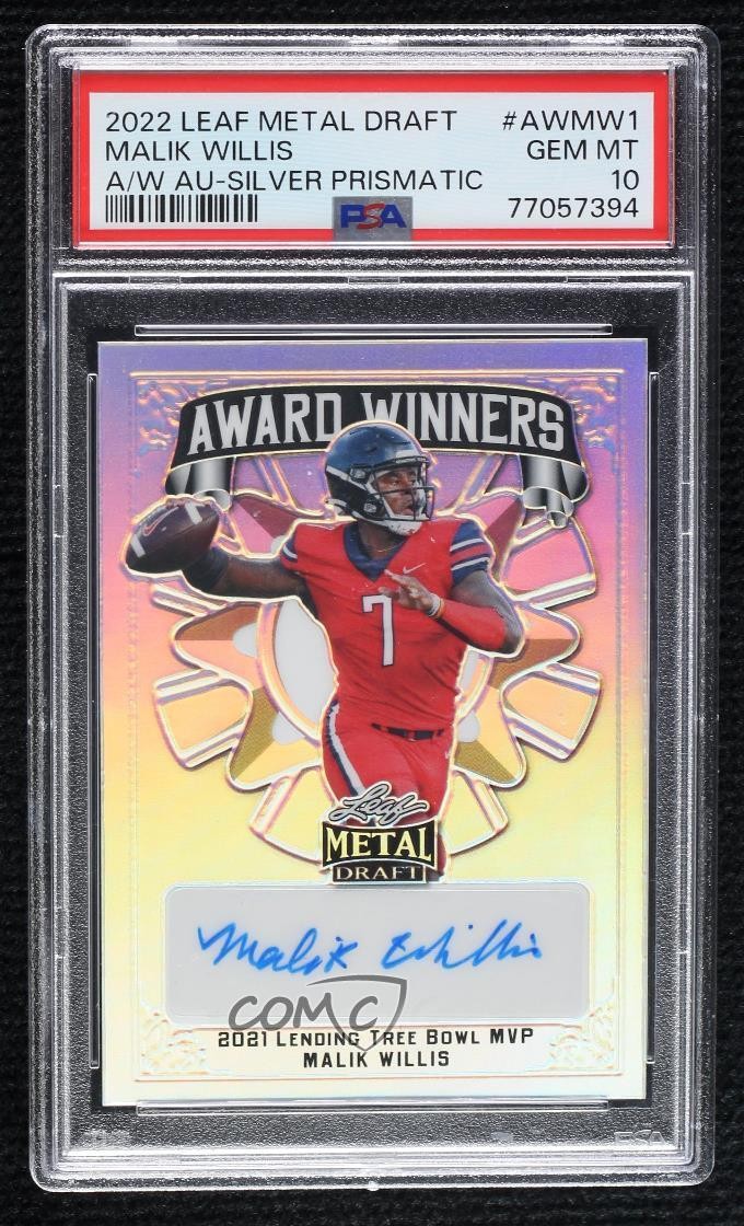 Malik Willis Leaf Metal Draft Award Winners Autographs #AWMW1 Silver Prismatic
