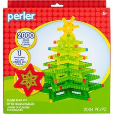 Perler 3D Christmas Tree Fuse Bead Craft Kit, 8.75" x 8" x 2", Multicolor