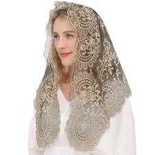Mantilla Veil Lace Embroidery Head Covering for Latin Mass - Traditional Style
