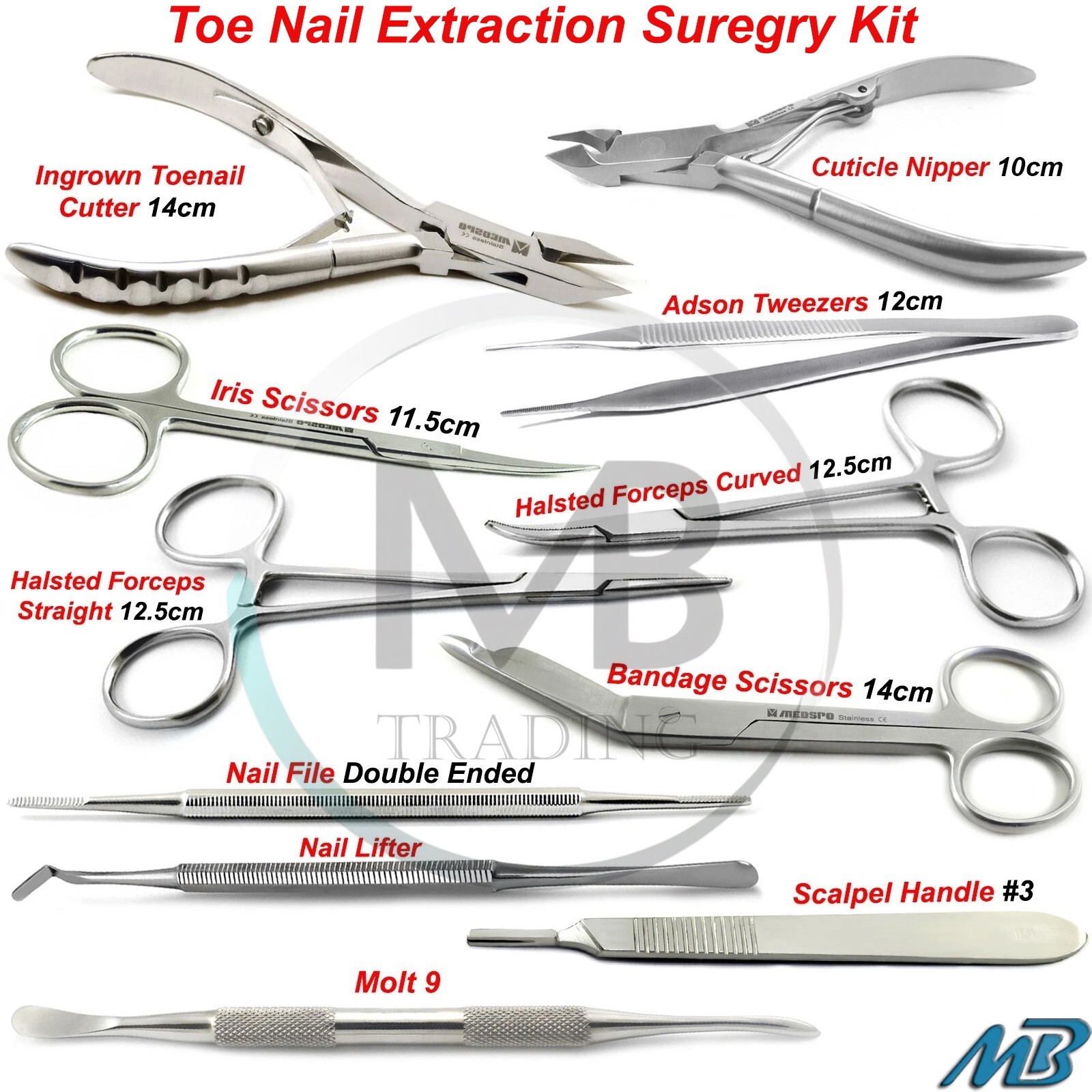 Ingrown Toenail Removal Surgery Nail Extraction Kit Podiatry Surgical Instrument