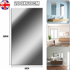 60*200cm Frameless Unframed Bathroom Mirror Self-Adhesive Full-Length Mirror UK