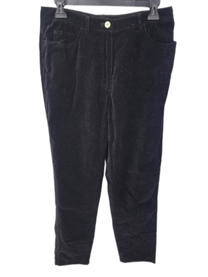 Emanual Ungaro Liberte Pants Womens 10/44 Black Velvet Tapered Fit Five Pocket