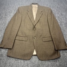 Vintage Ralph Lauren Tweed Wool Blazer Herringbone Windowpane 42R Medium Brown
