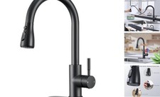 Matte Kitchen Faucets with Pull Down Sprayer, High Arc Single Black Classic
