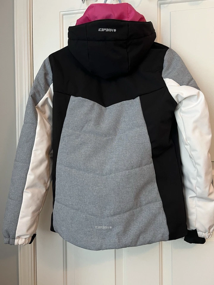 Chaqueta de esquí al aire libre Icepeak para niñas blanco carbón rosa con capucha cremallera completa edad 13/14 Foto 2 de 4