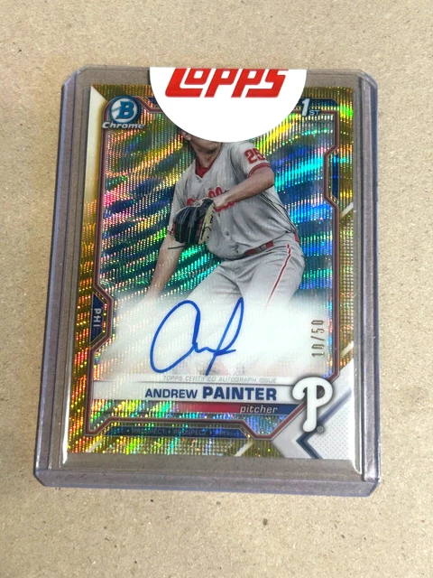 2021 Bowman Draft 1st Andrew Painter /50 Gold Wave Refractor Auto (Redemption)