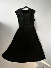 Banana Republic Faux Silk Flowy Dress Size L Barely Worn! Navy Green