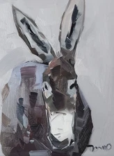 Impressionist Art PRINT Painting by Artist Jose Trujillo 16x16" Gray Donkey