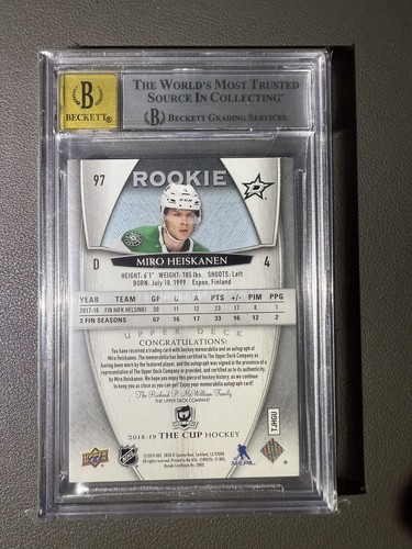 2018 The Cup 249 RC Patch Auto Miro Heiskanen /249 BGS 8.5 Auto 10 - Bild 2 von 2