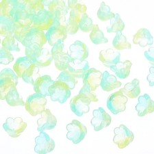 Glass Trumpet Flower Beads, 100 Pcs Gradient Flower Bead Charm, Yellow, Green