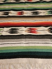 Mexican Blanket With Fringe Length 152" X 46" Bright Patterns  Stripes
