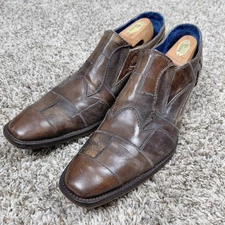 Mark Nason Slip On Shoes Mens 14 Brown Leather Cross Patch Rock Lives Italy Made