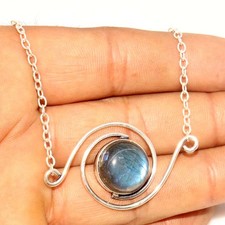 Decent Fiery Labradorite 925 Silver Plated Necklace 16