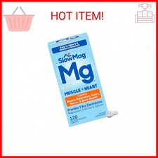 SlowMag Muscle  Heart Magnesium Chloride Supplement with Calcium, 120 Count, Su
