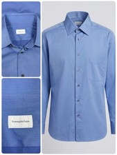Ermenegildo Zegna Men's Dress Shirt Size 42 16.5 L Blue Long Sleeve Button Front