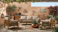 Gartenlounge Set 3-Sitzer Sofa Sessel Grau Beige Komfortabel Terrasse