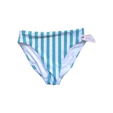 NWT VICTORIA'S SECRET Swim Sz L Bikini Bottom High Waist Green Stripe Vertical