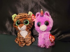 Ty Beanie Boos ROSETTE the Unicorn 6" Plush & TIGGY The Tiger With Tags