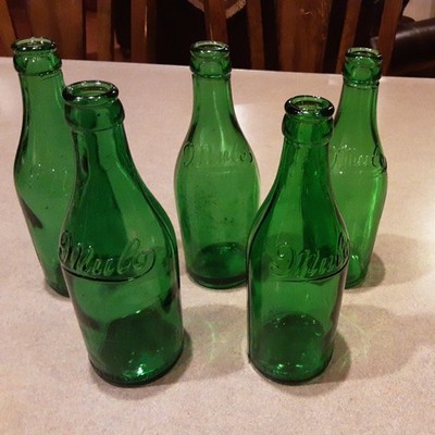 Vintage Antique Old MULO Green Bottle Imitation Grape Drink Lot of 5