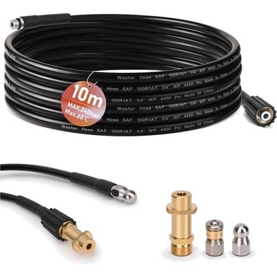 Rohrreinigungsschlauch 10m Hochdruck 240bar M22 Adapter Düsen Kärcher