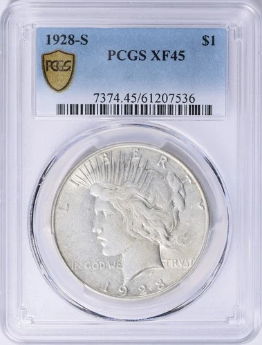 1928-S Peace Silver Dollar $1 *PCGS XF45 Choice Extremely Fine* Gold Shield